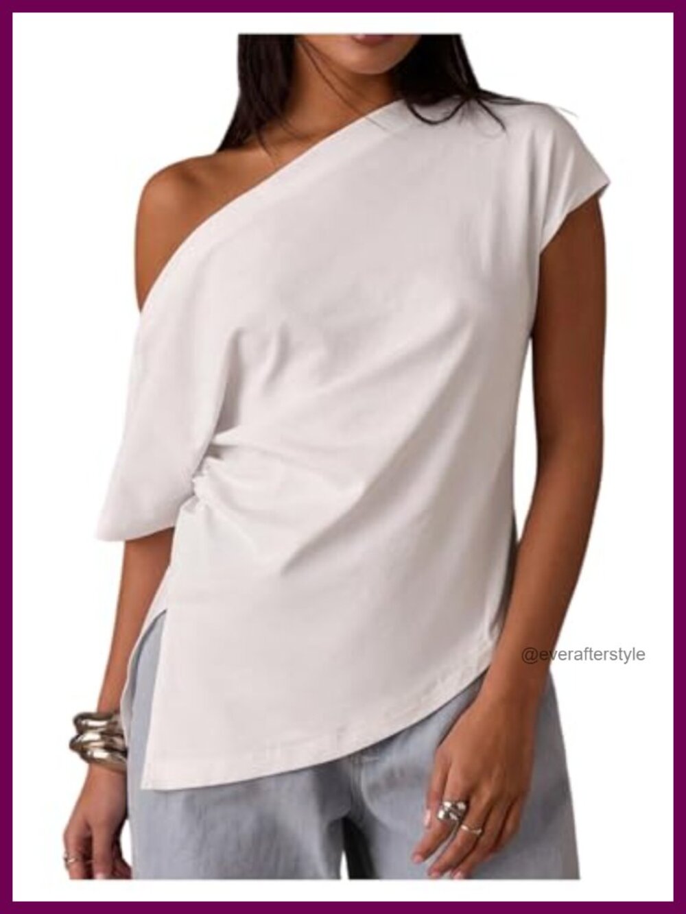 Off The Shoulder Asymmetrical Y2K Ruched Short Sleeve Going Out Top